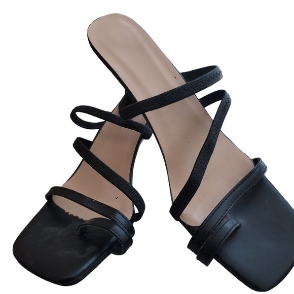 Women Sandals Square Toe Ladies Heel Mules (10) - Picture 2 of 6